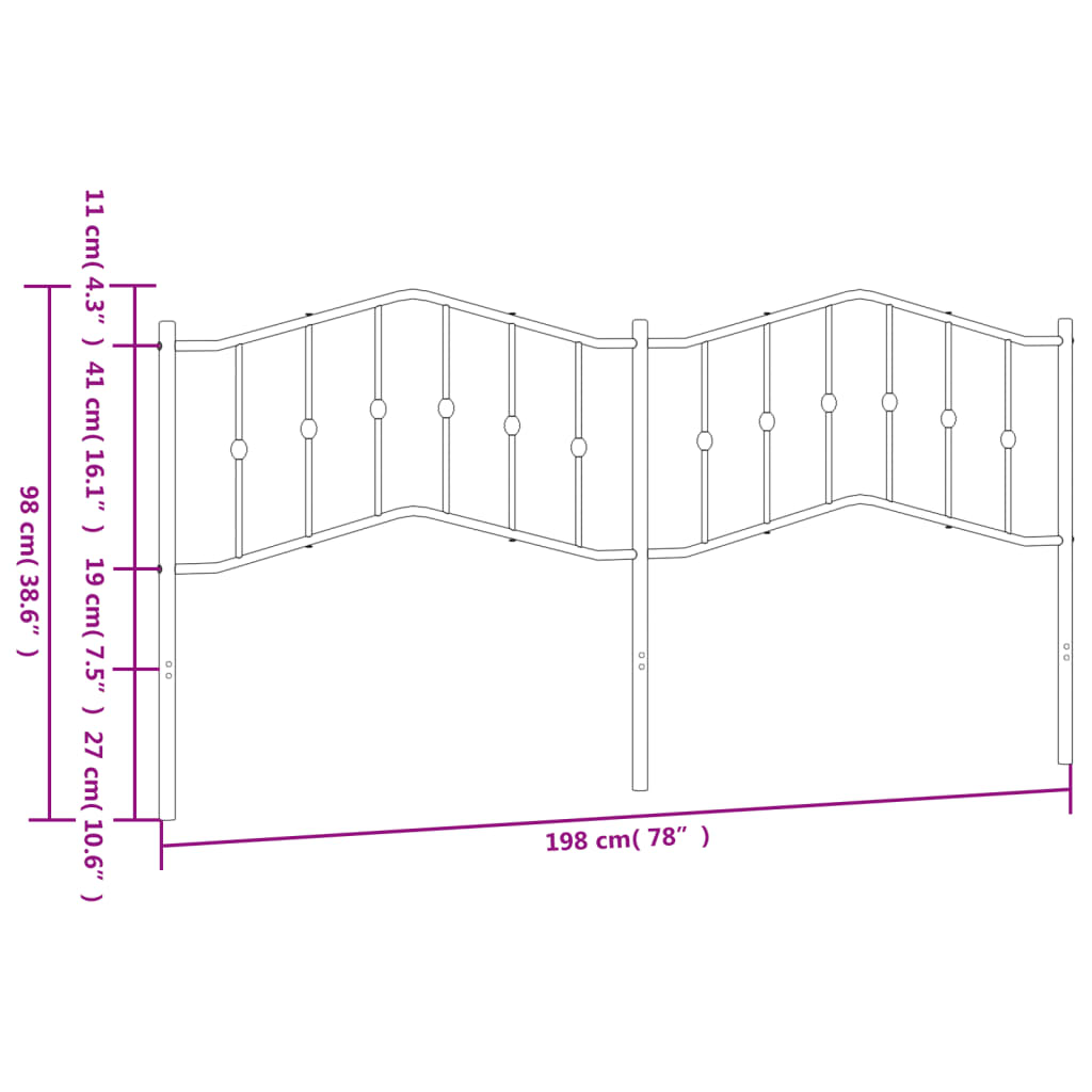 Tête de lit métal noir 193 cm Têtes et pieds de lit vidaXL   