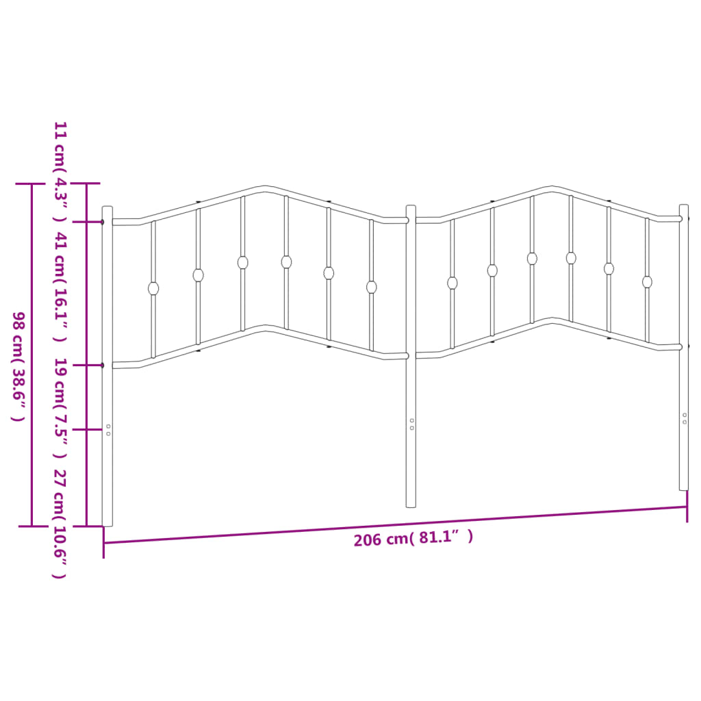 Tête de lit métal noir 200 cm Têtes et pieds de lit vidaXL   