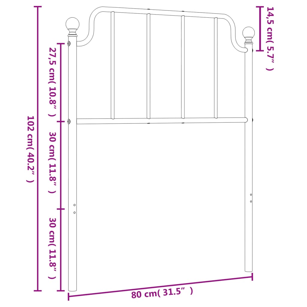 Tête de lit métal noir 75 cm Têtes et pieds de lit vidaXL   