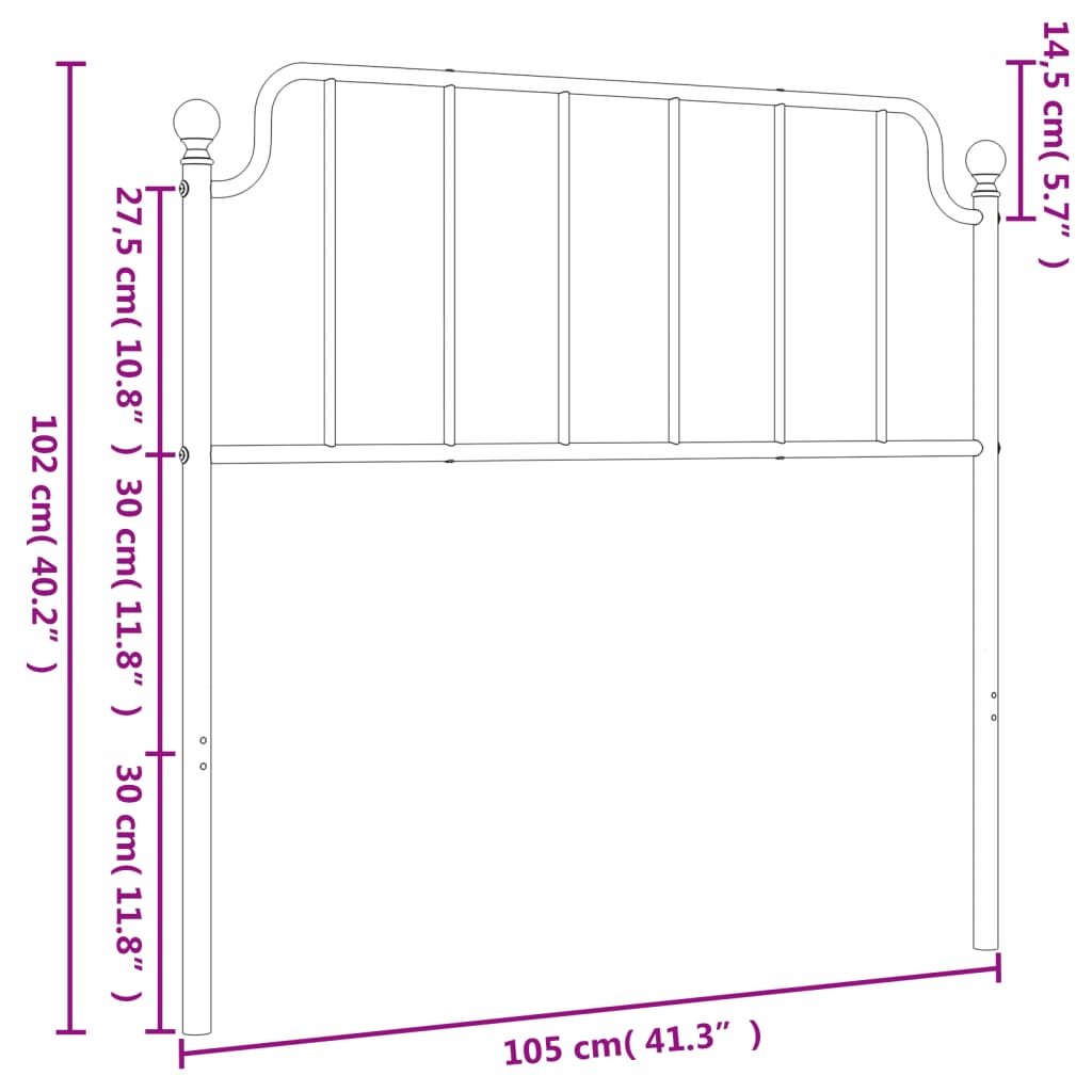 Tête de lit métal noir 100 cm Têtes et pieds de lit vidaXL   