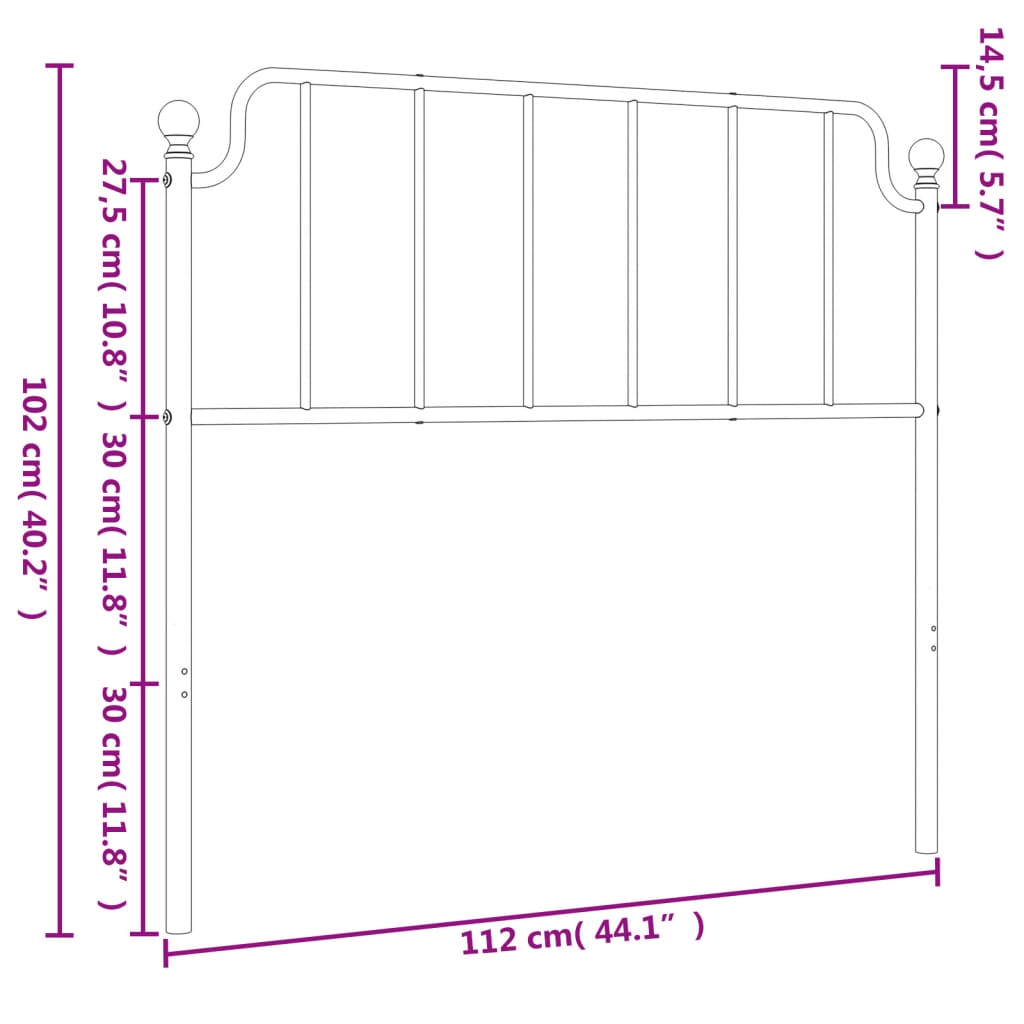 Tête de lit métal noir 107 cm Têtes et pieds de lit vidaXL   