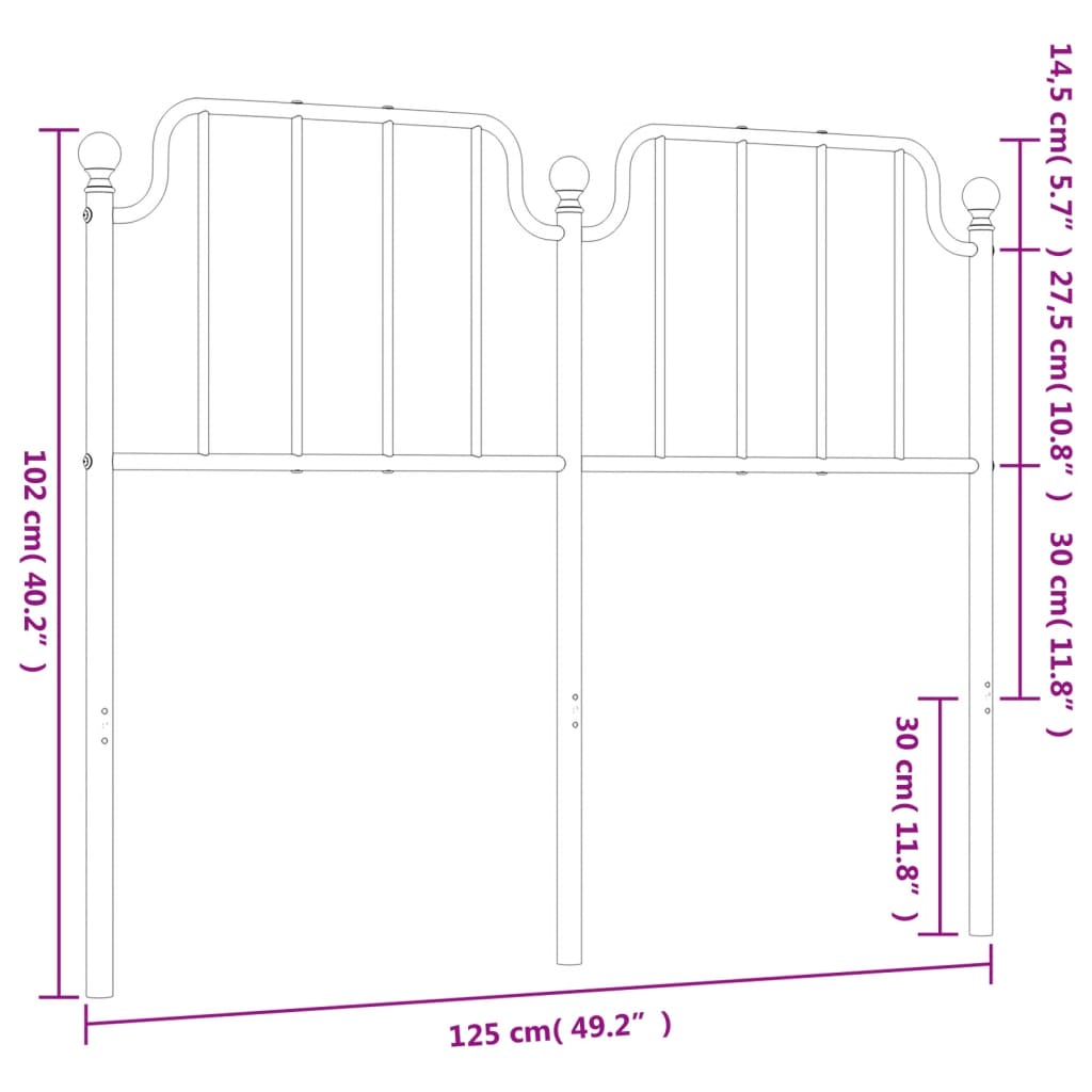 Tête de lit métal noir 120 cm Têtes et pieds de lit vidaXL   