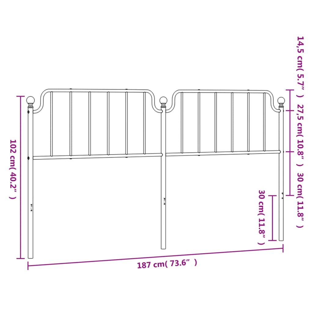 Tête de lit métal noir 180 cm Têtes et pieds de lit vidaXL   