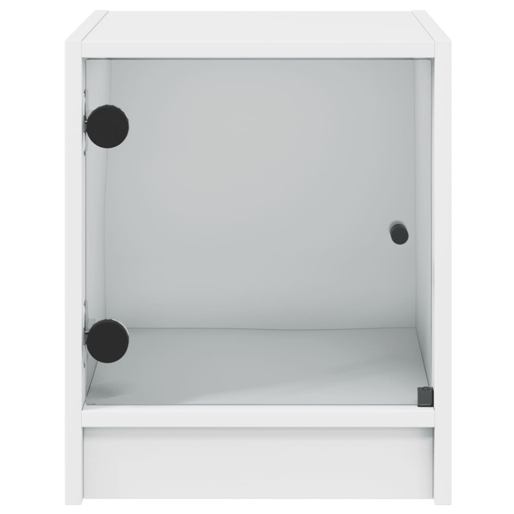 Table de chevet avec porte en verre blanc 35x37x42 cm Tables de chevet vidaXL   