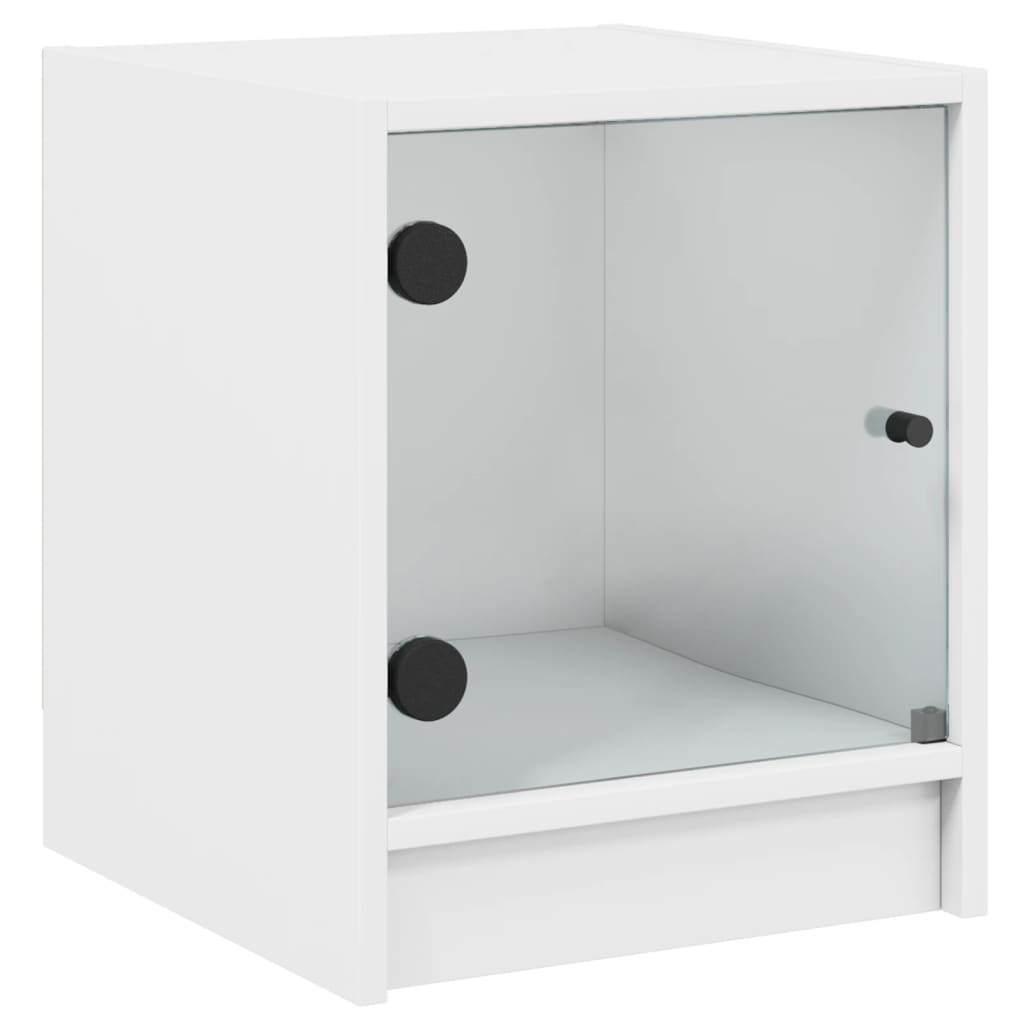 Tables de chevet avec portes en verre 2 pcs blanc 35x37x42 cm Tables de chevet vidaXL   