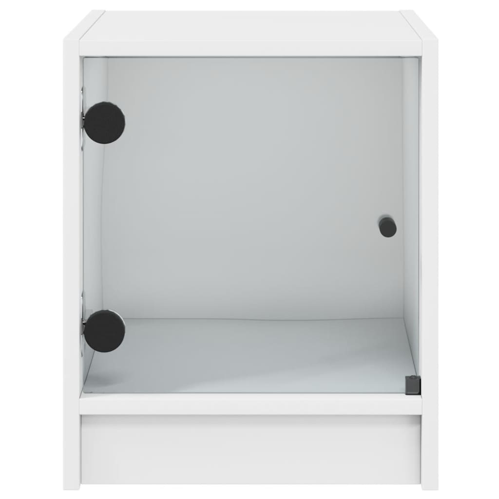 Tables de chevet avec portes en verre 2 pcs blanc 35x37x42 cm Tables de chevet vidaXL   