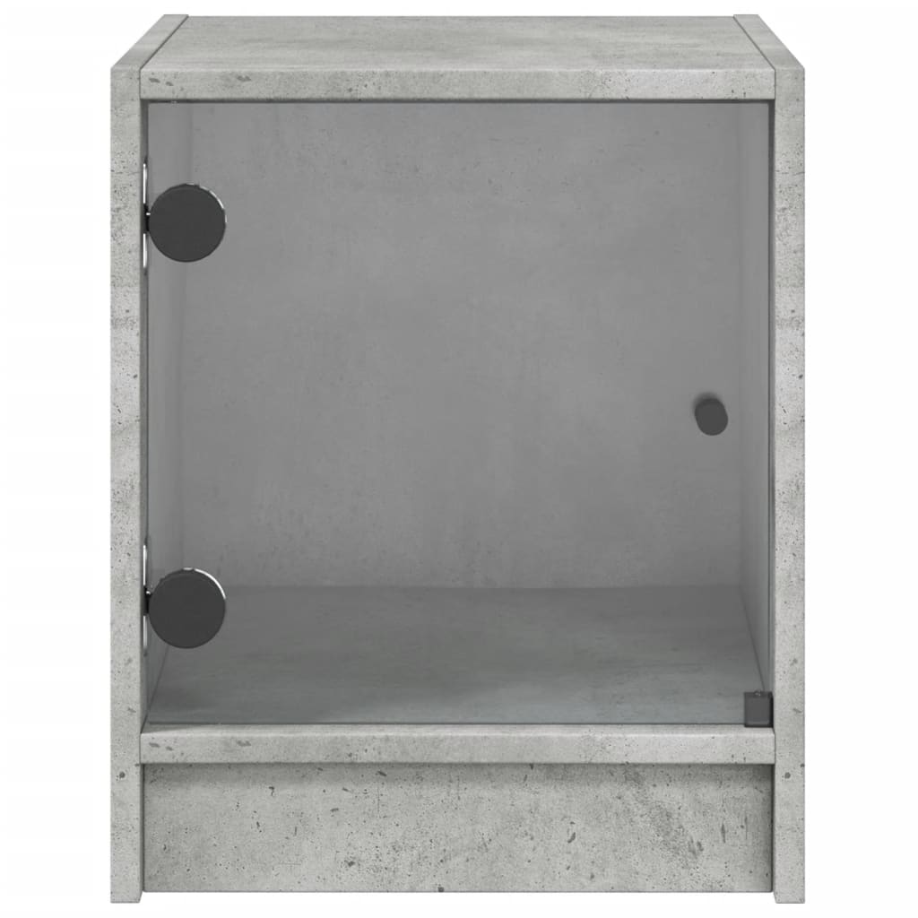 Table de chevet avec porte en verre gris béton 35x37x42 cm Tables de chevet vidaXL   