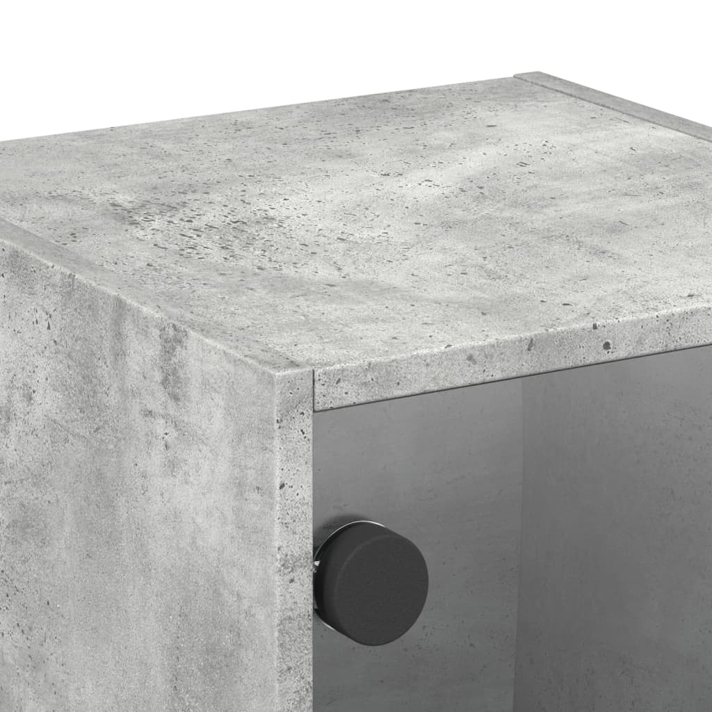 Table de chevet avec porte en verre gris béton 35x37x35 cm Tables de chevet vidaXL   