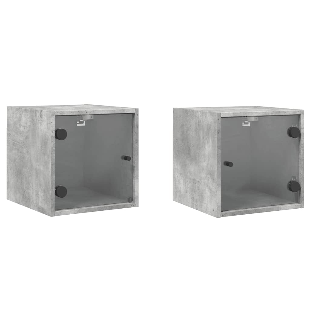 Tables de chevet et portes vitrées 2 pcs gris béton 35x37x35 cm Tables de chevet vidaXL   