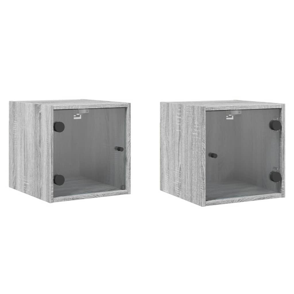 Tables de chevet et portes vitrées 2pcs sonoma gris 35x37x35cm Tables de chevet vidaXL   