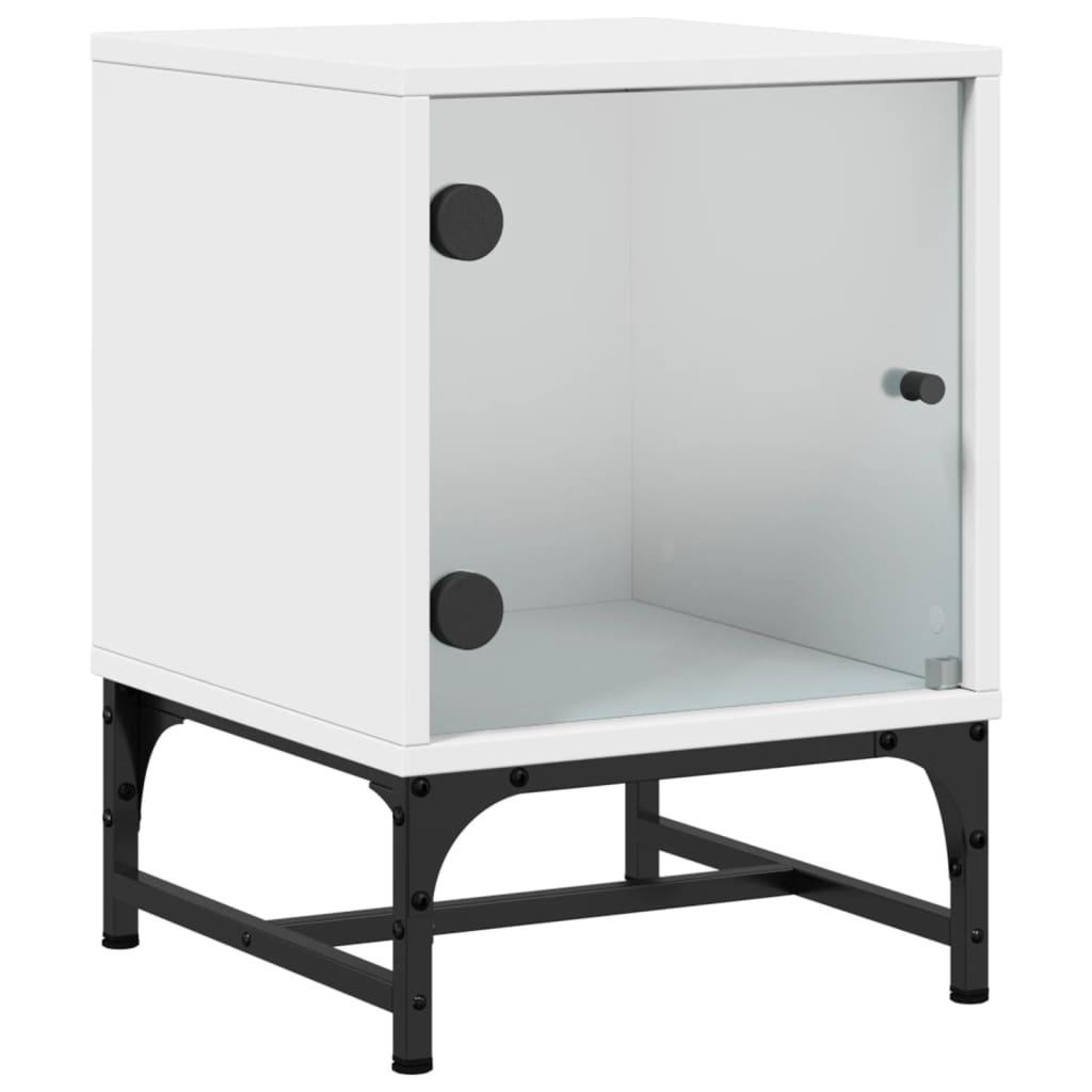 Tables de chevet avec portes en verre 2 pcs blanc 35x37x50 cm Tables de chevet vidaXL   