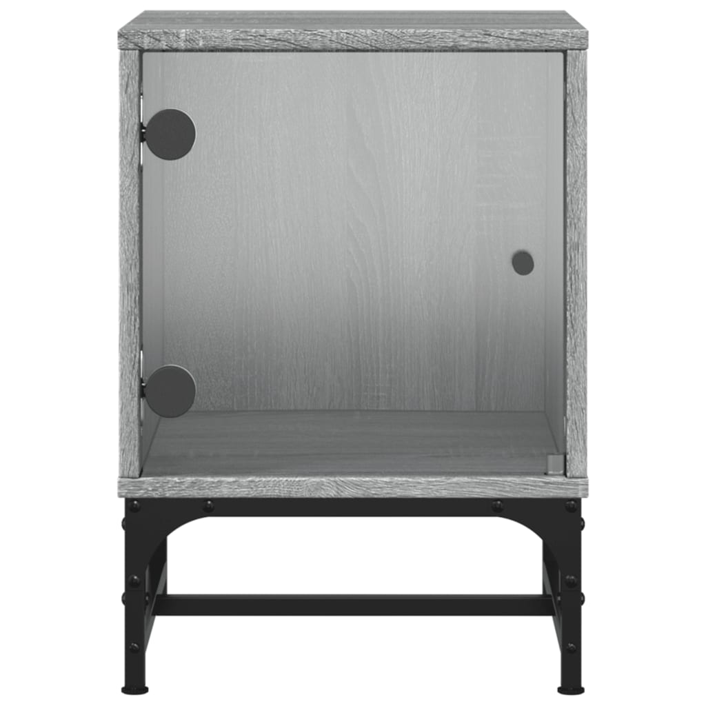 Table de chevet avec porte en verre sonoma gris 35x37x50 cm Tables de chevet vidaXL   