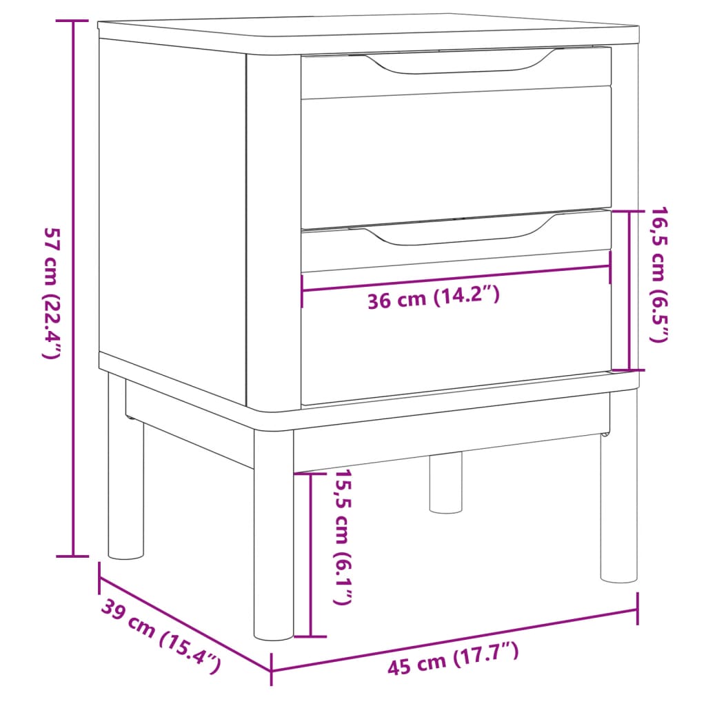 Table de chevet FLORO blanc 45x39x57 cm bois de pin massif Tables de chevet vidaXL   