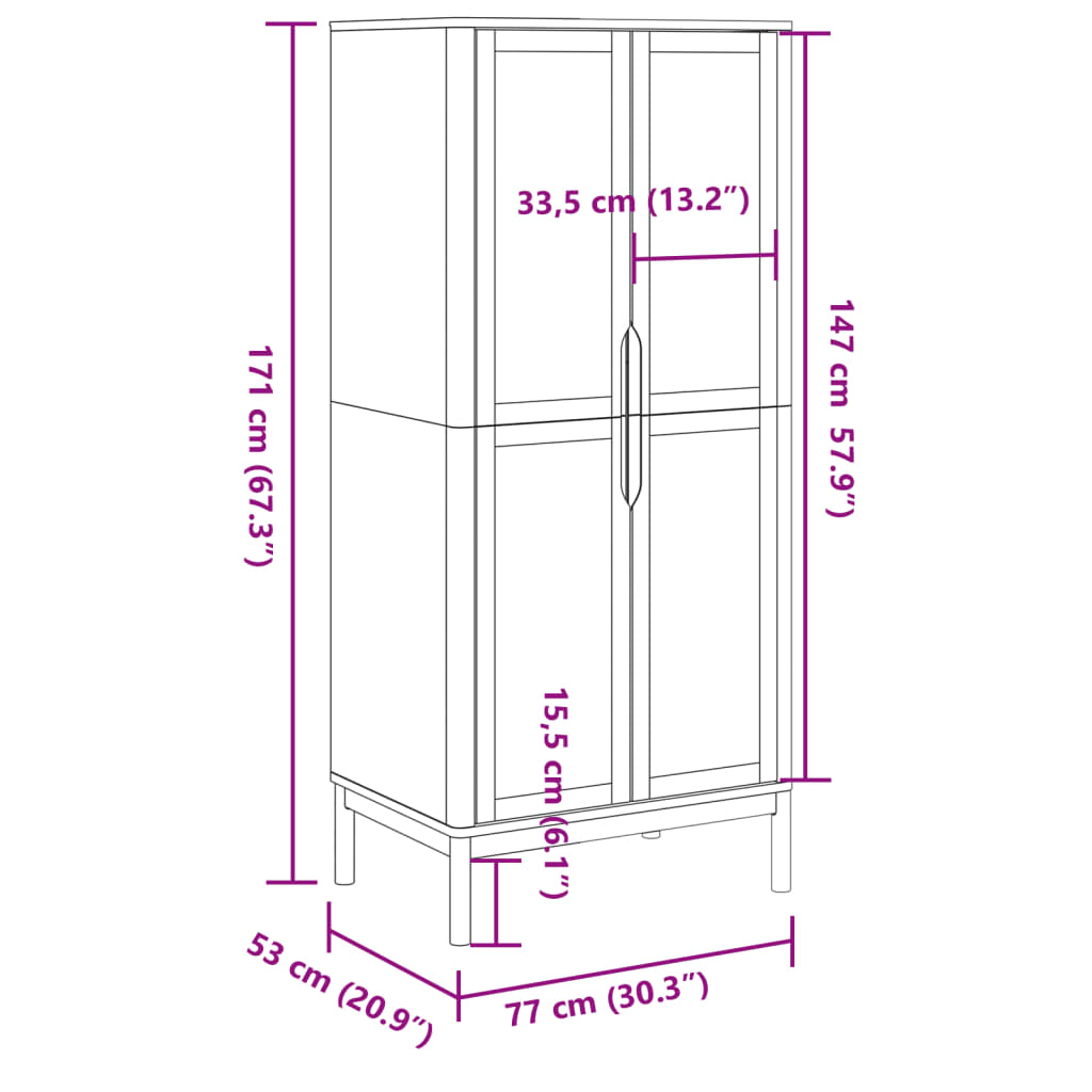 Garde-robe FLORO blanc 77x53x171 cm bois massif de pin Armoires vidaXL