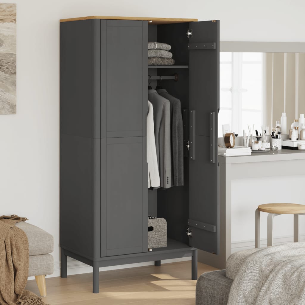 Garde-robe FLORO gris 77x53x171 cm bois massif de pin Armoires vidaXL   