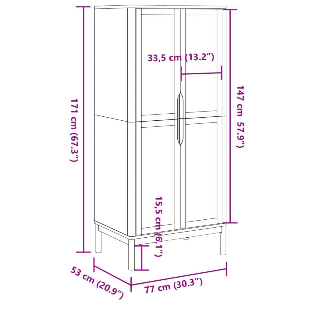 Garde-robe FLORO gris 77x53x171 cm bois massif de pin Armoires vidaXL   