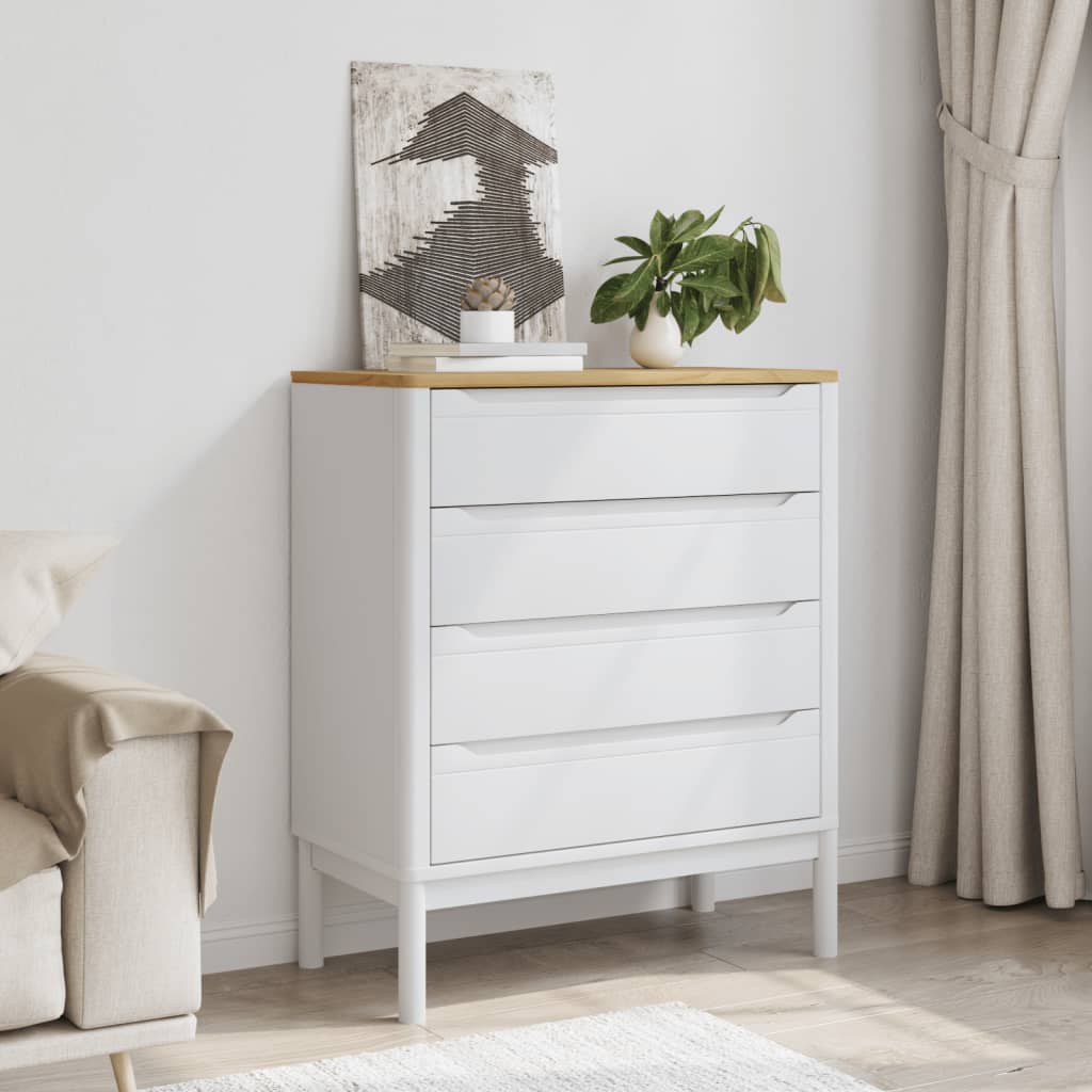 Commode FLORO blanc bois de pin massif - Xios Store SNC