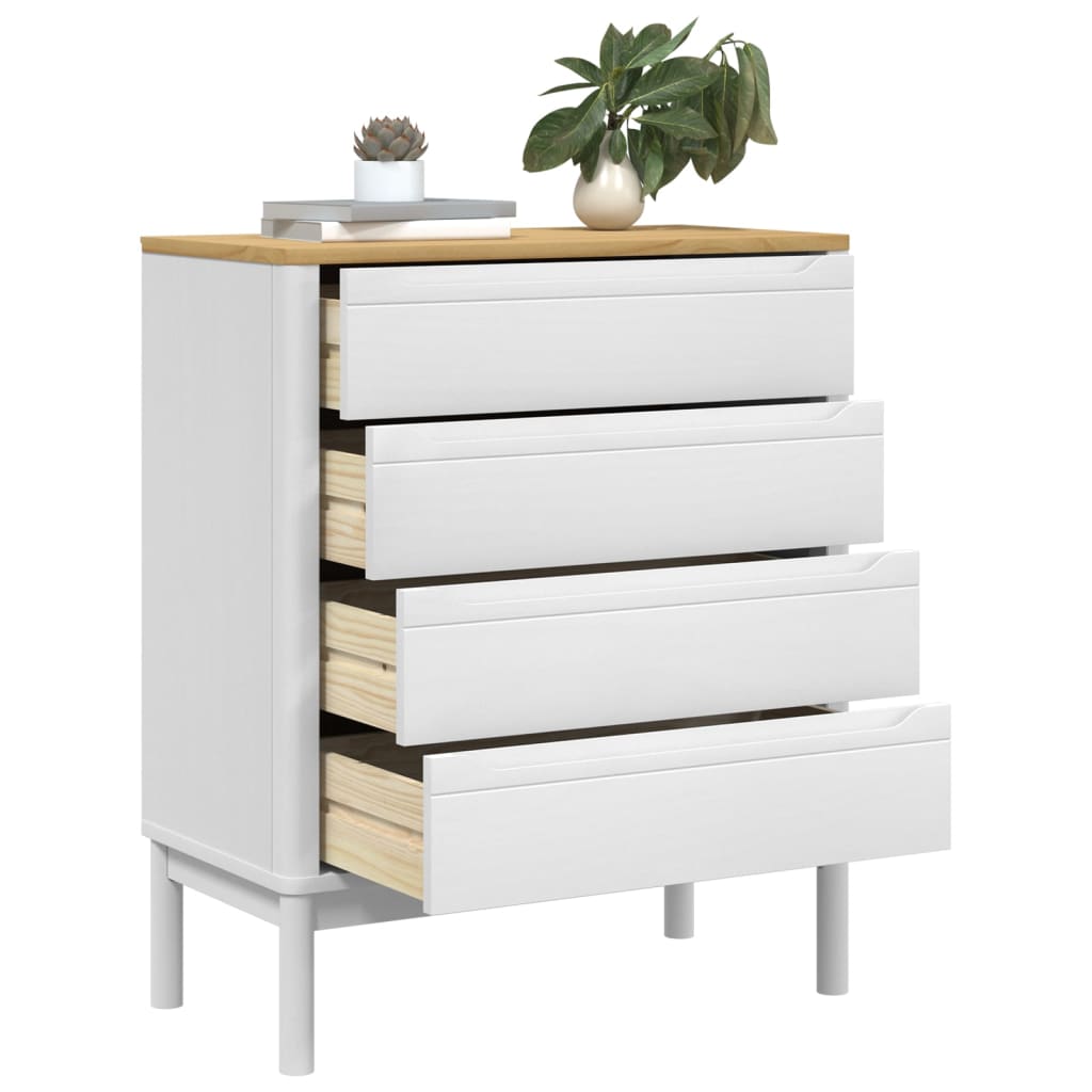 Commode FLORO blanc bois de pin massif - Xios Store SNC