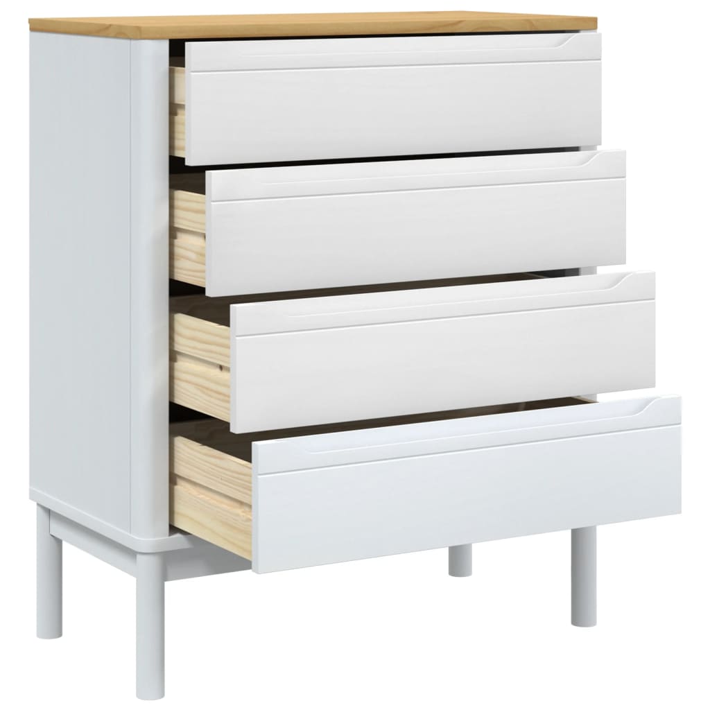 Commode FLORO blanc bois de pin massif - Xios Store SNC