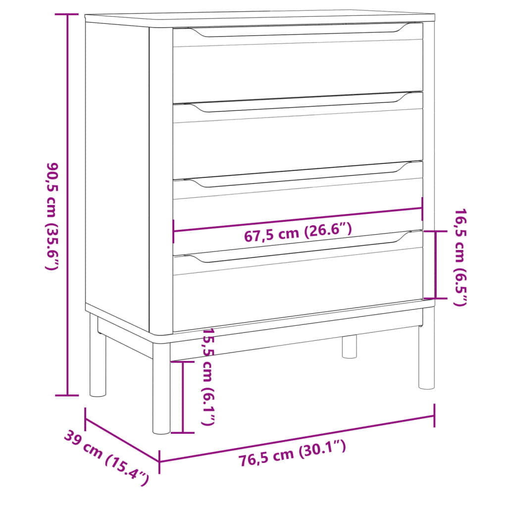 Commode FLORO blanc bois de pin massif - Xios Store SNC