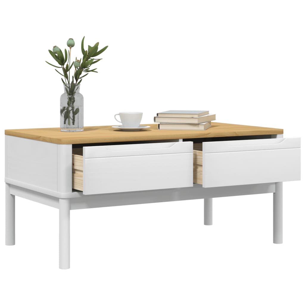 Table basse FLORO blanc 99x55,5x45 cm bois massif de pin Tables basses vidaXL   