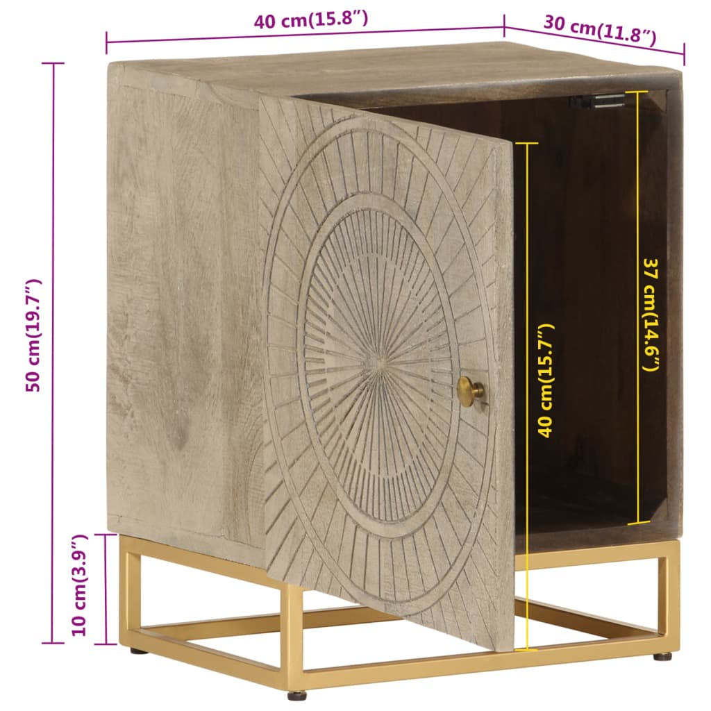 Table de chevet 40x30x50 cm bois massif manguier et fer Casiers & armoires de rangement vidaXL