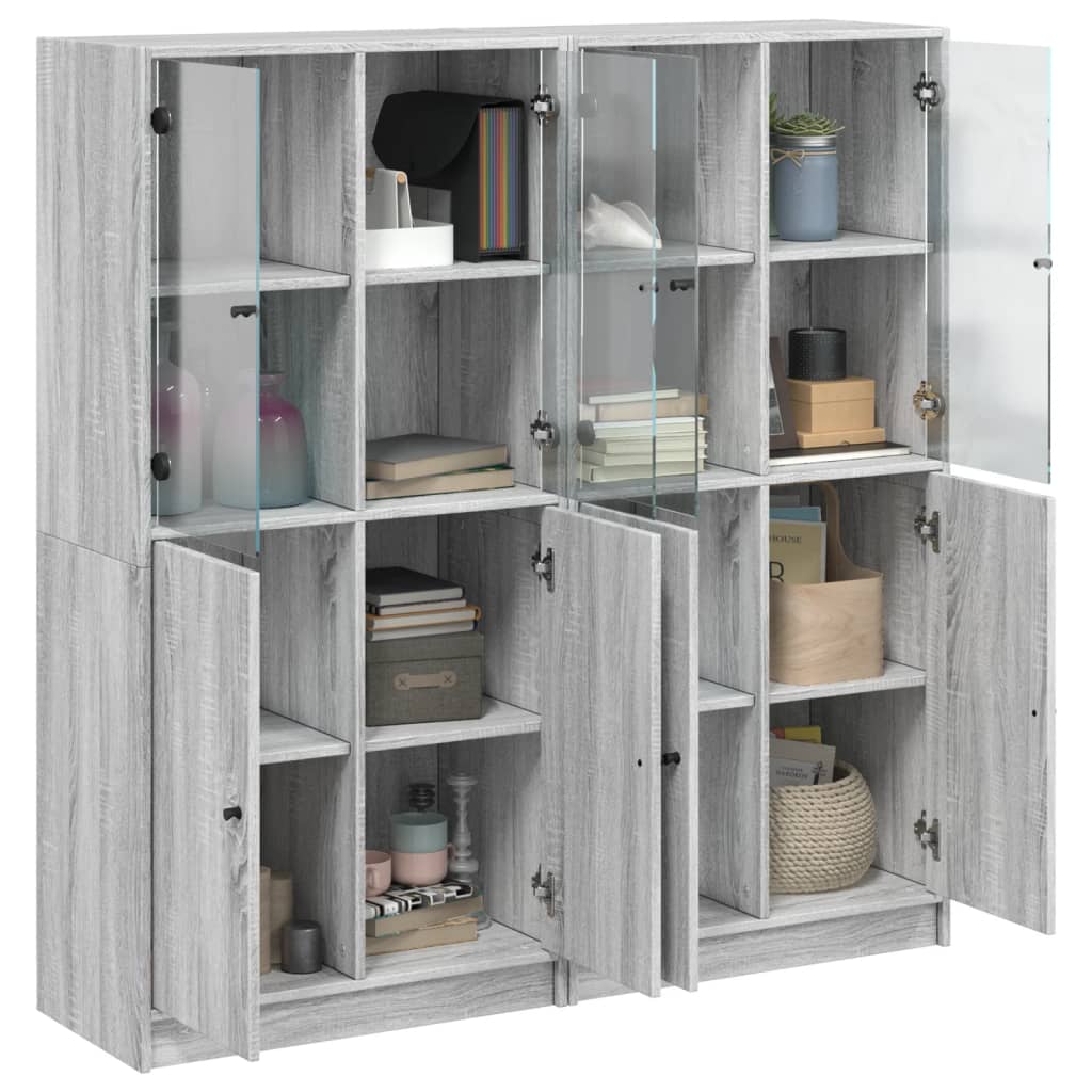 Bibliothèque avec portes sonoma gris 136x37x142 cm Buffets & bahuts vidaXL   