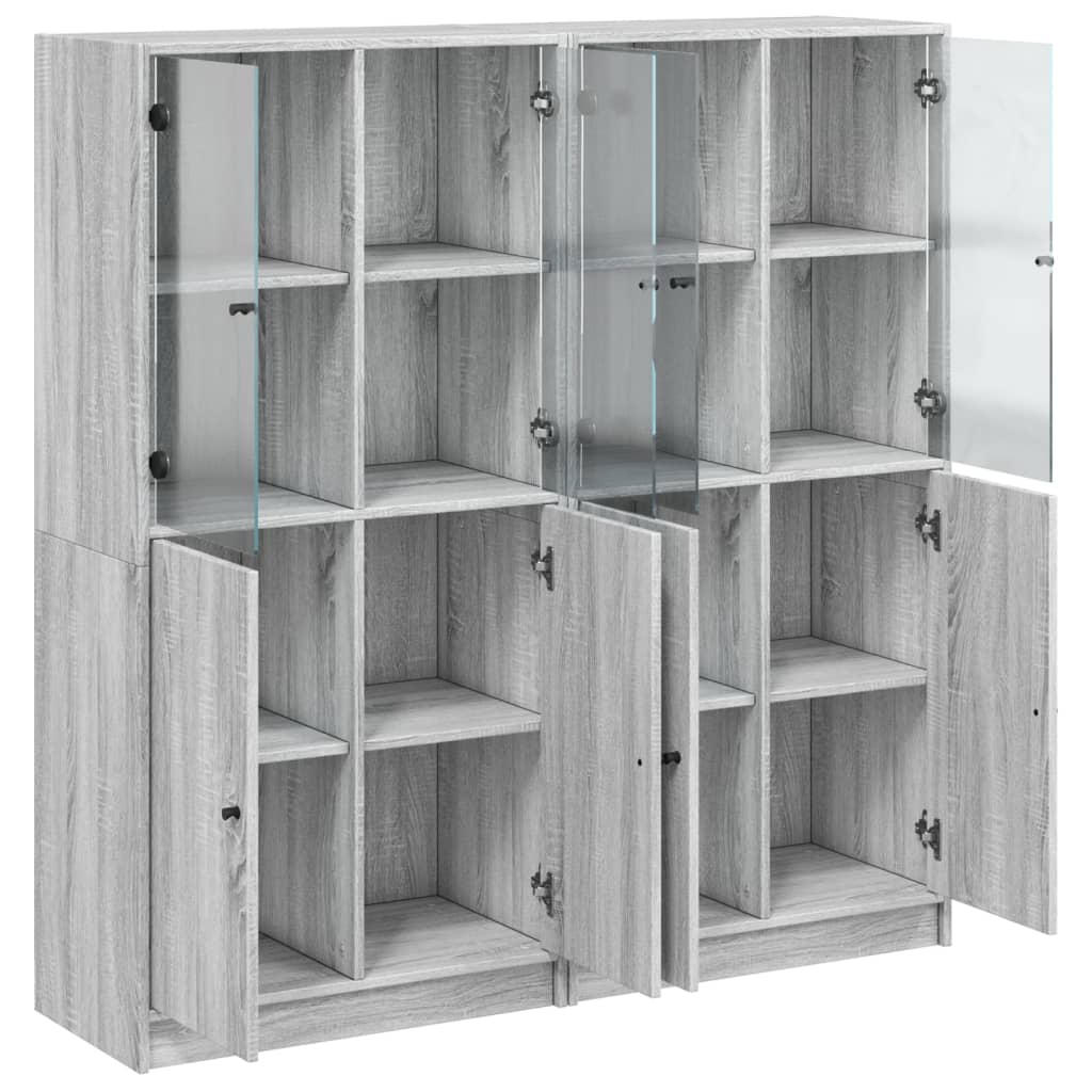 Bibliothèque avec portes sonoma gris 136x37x142 cm Buffets & bahuts vidaXL   