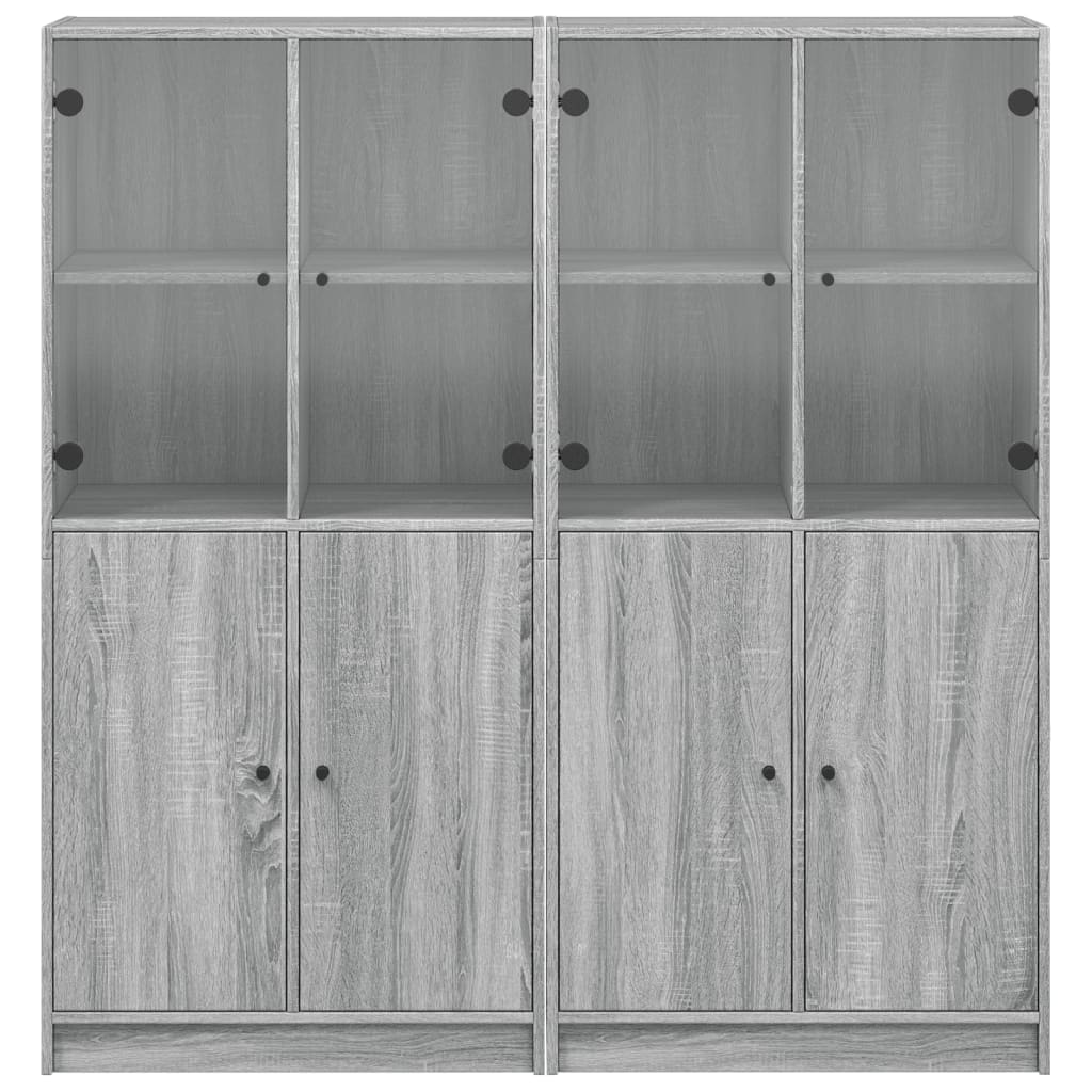 Bibliothèque avec portes sonoma gris 136x37x142 cm Buffets & bahuts vidaXL   