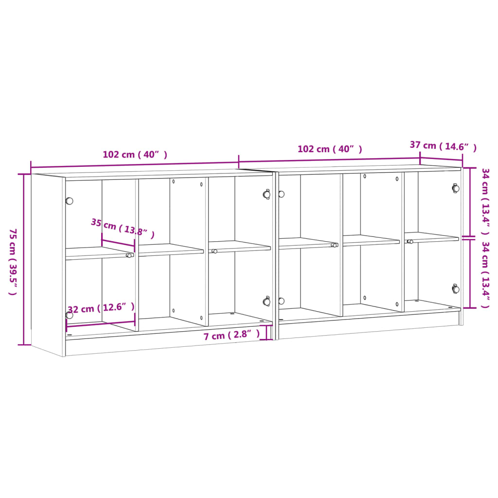 Image Bibliothèque avec portes chêne sonoma 204x37x75 cm | Xios Store SNC vidaXL Xios Store SNC