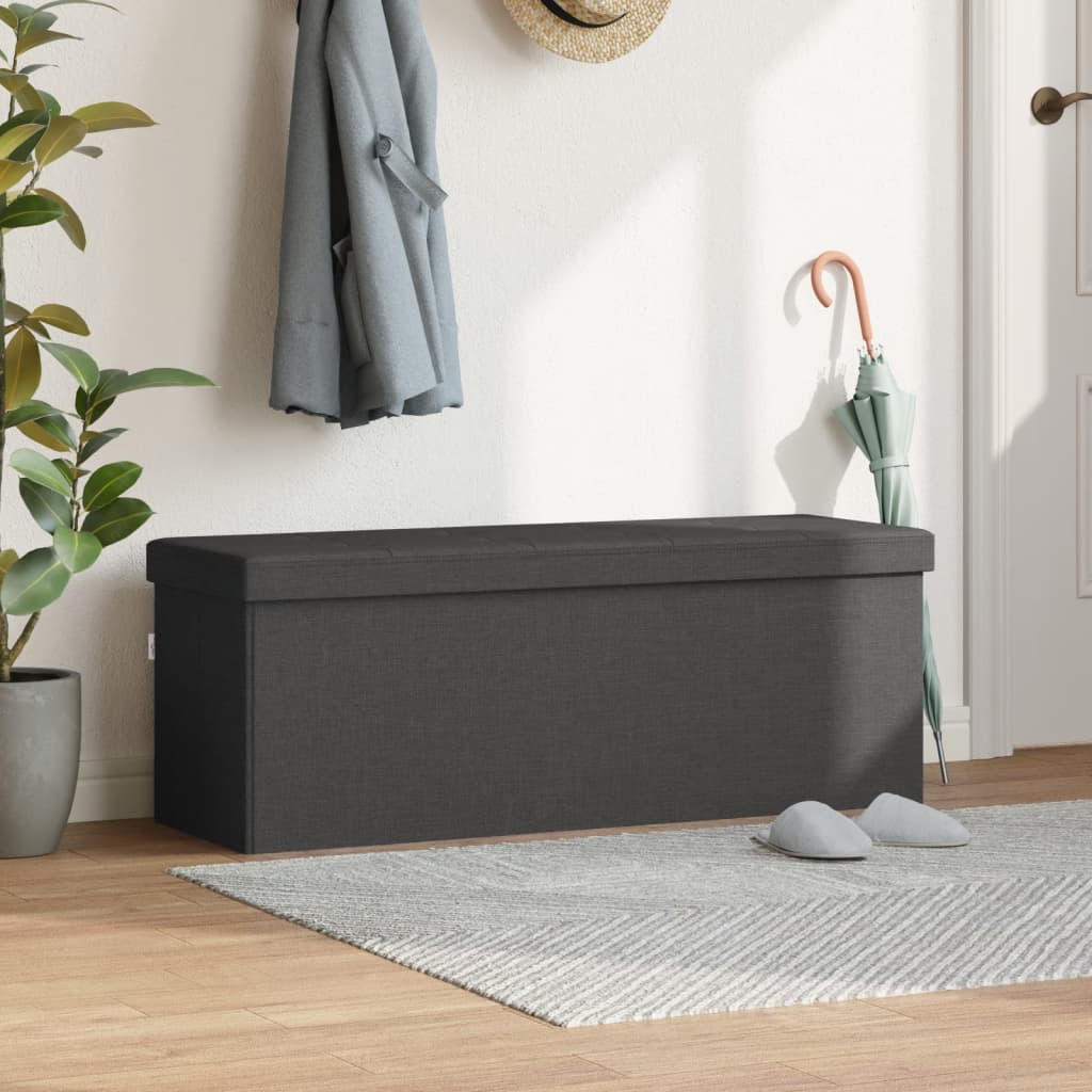 Banc de rangement pliable gris foncé faux lin Bancs coffres vidaXL   