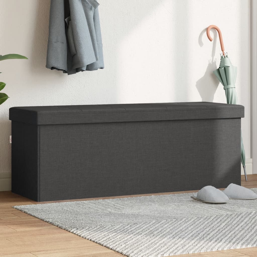 Banc de rangement pliable gris foncé faux lin Bancs coffres vidaXL   