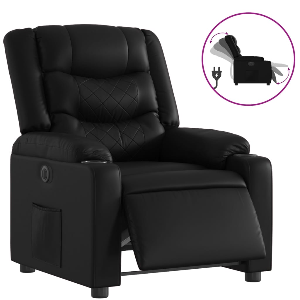 Fauteuil inclinable électrique Noir Similicuir