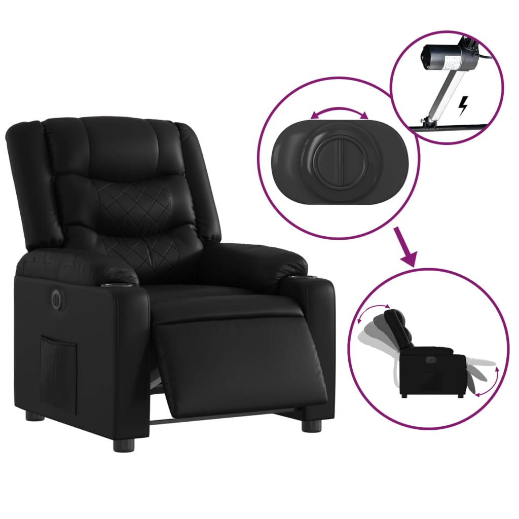 Fauteuil inclinable électrique Noir Similicuir