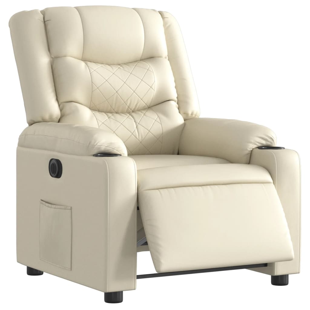 Fauteuil inclinable électrique Crème Similicuir