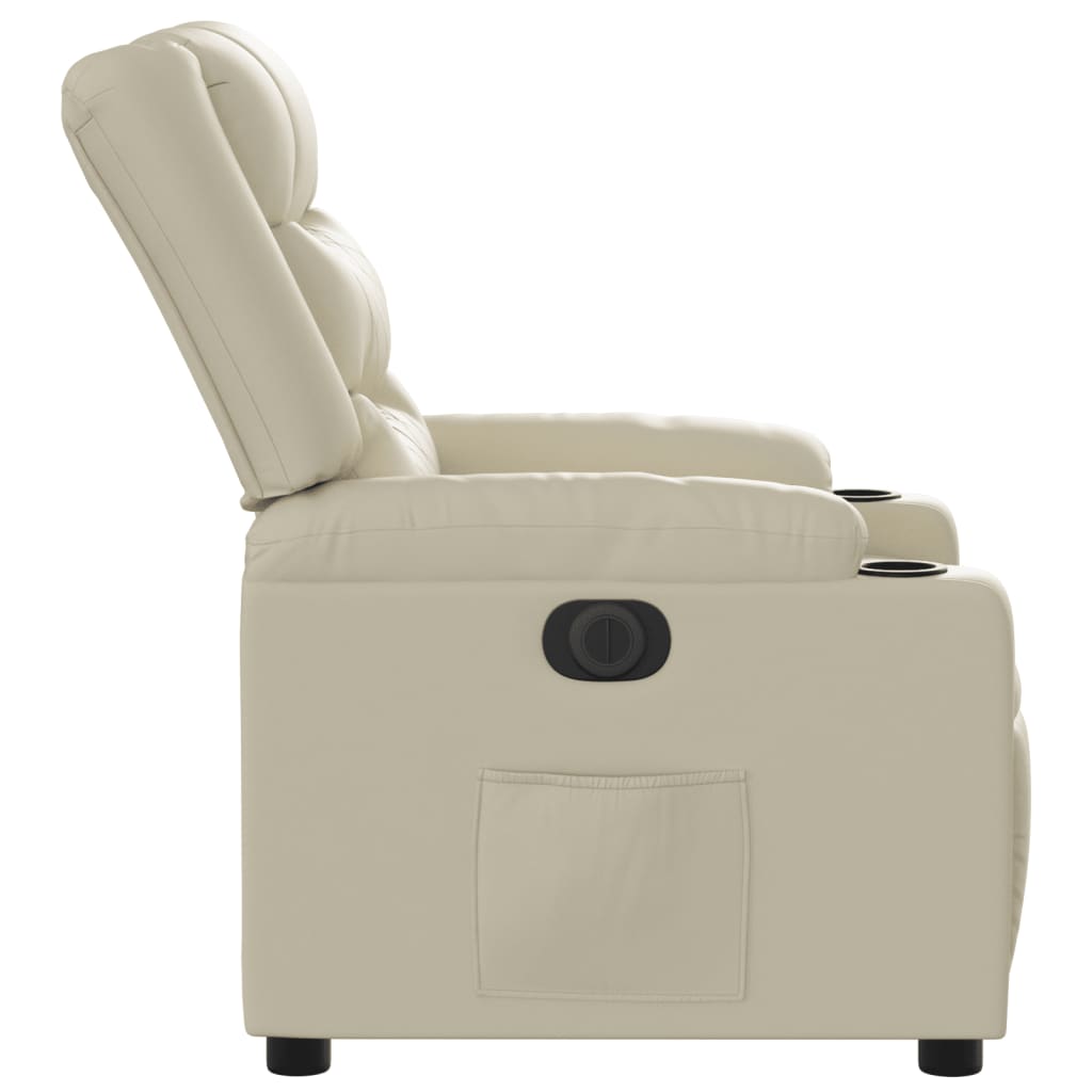 Fauteuil inclinable électrique Crème Similicuir