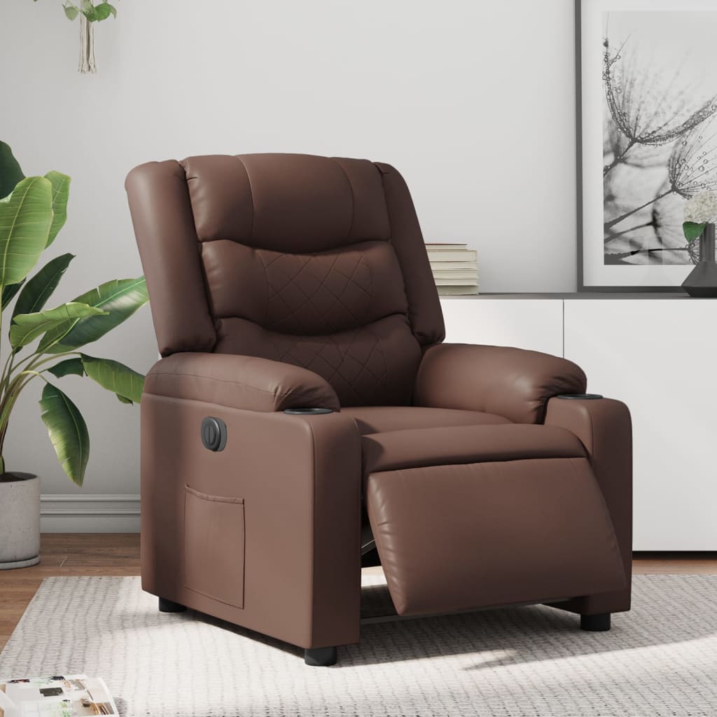 Fauteuil inclinable électrique Marron Similicuir