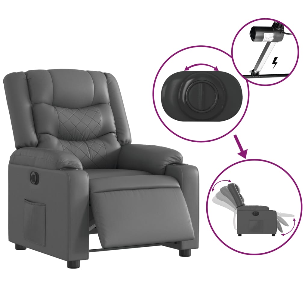 Fauteuil inclinable électrique Gris Similicuir