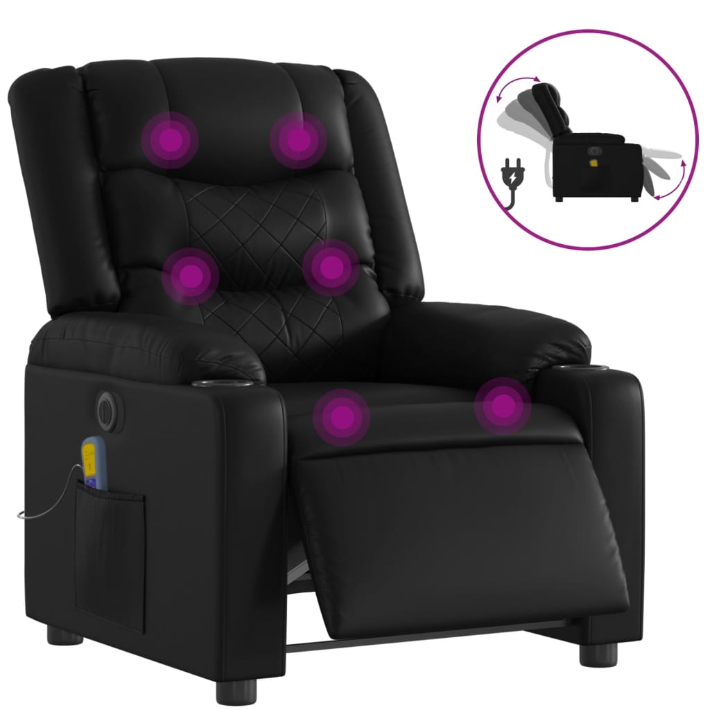 Fauteuil de massage inclinable électrique noir similicuir Fauteuils vidaXL   