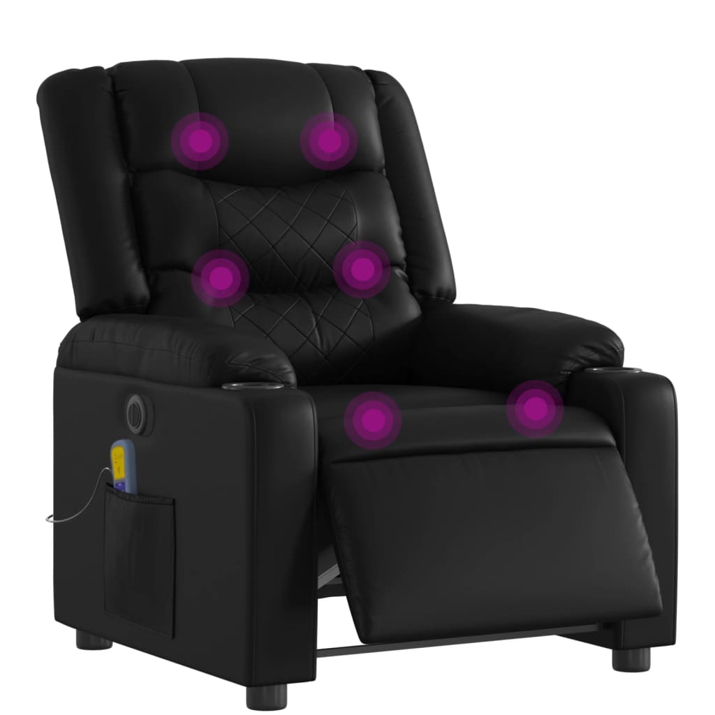 Fauteuil de massage inclinable électrique noir similicuir Fauteuils vidaXL   