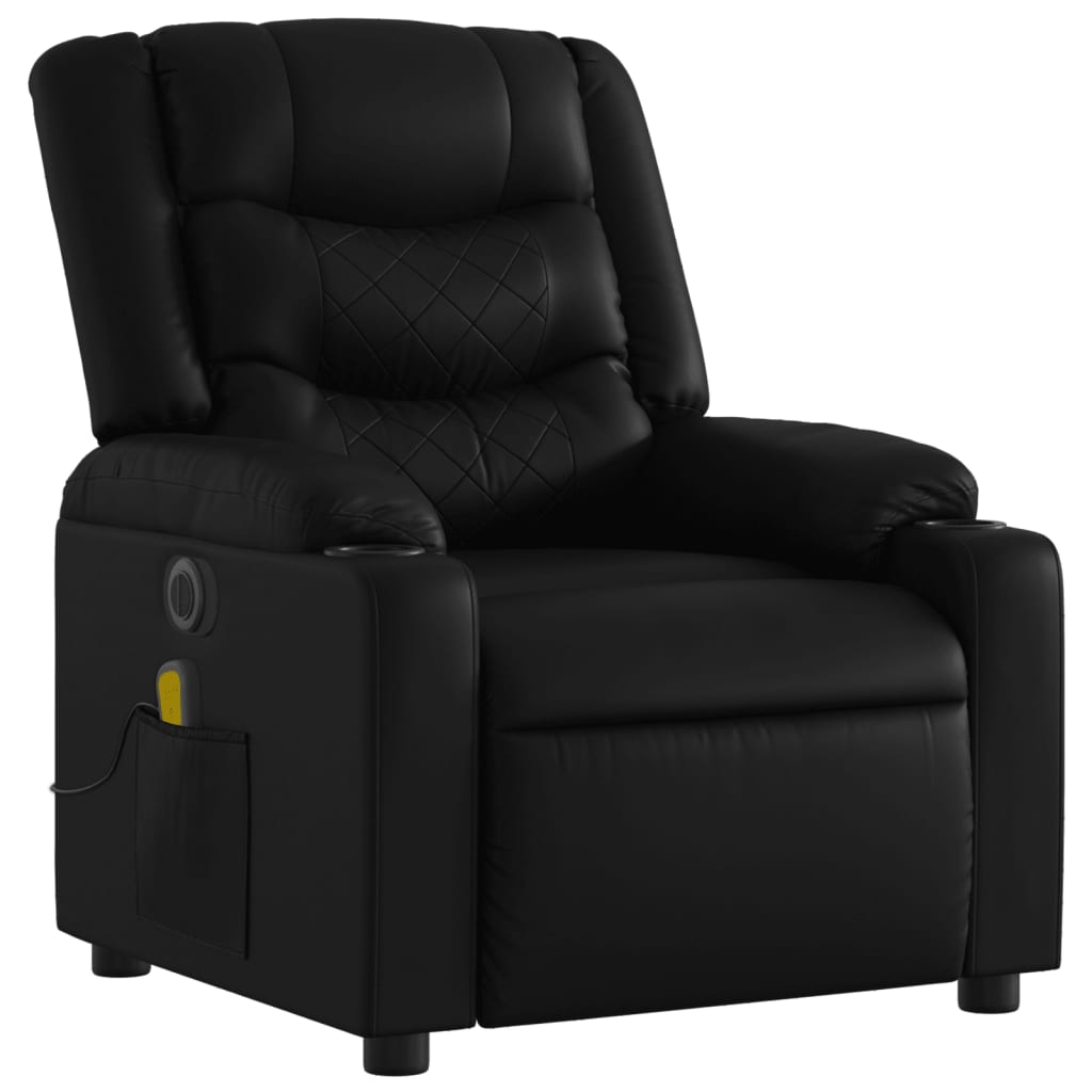 Fauteuil de massage inclinable électrique noir similicuir Fauteuils vidaXL   