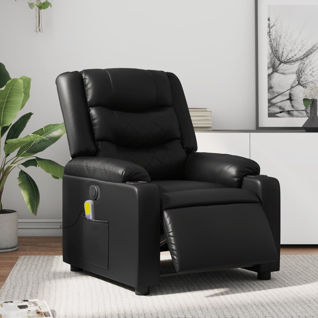 Fauteuil de massage inclinable électrique noir similicuir Fauteuils vidaXL   