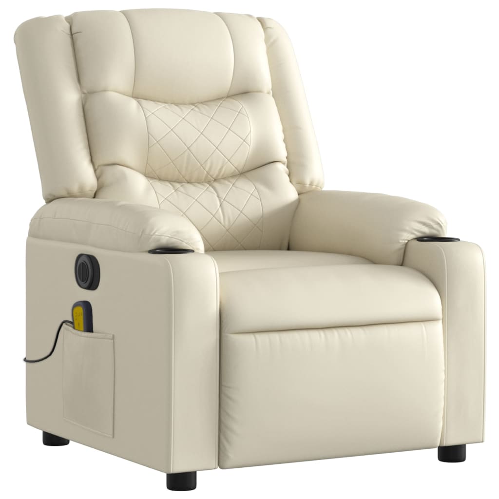 Fauteuil de massage inclinable électrique crème similicuir