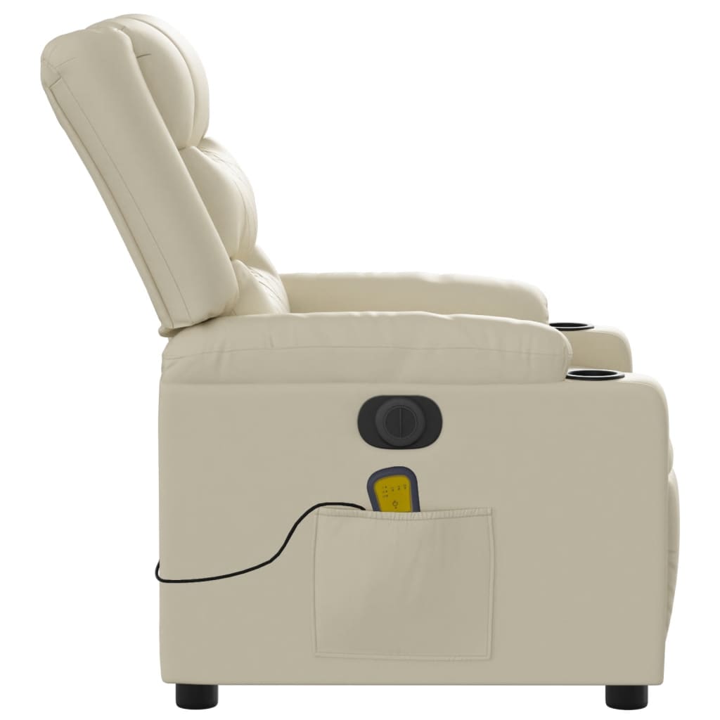 Fauteuil de massage inclinable électrique crème similicuir