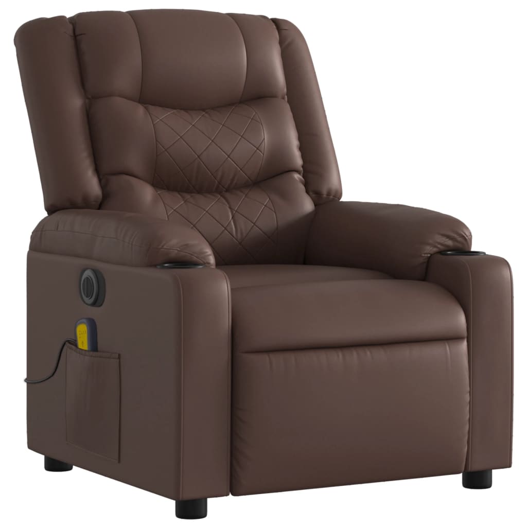 Fauteuil de massage inclinable électrique marron similicuir