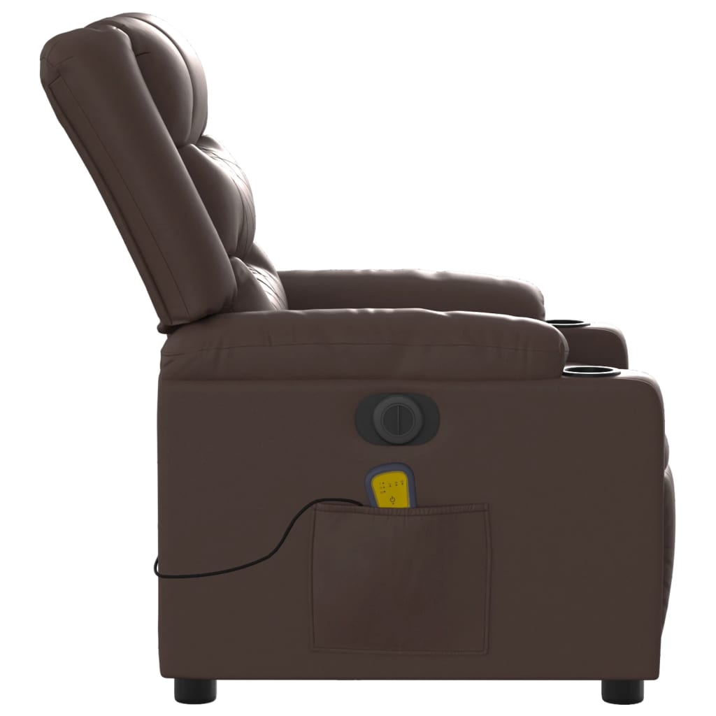 Fauteuil de massage inclinable électrique marron similicuir