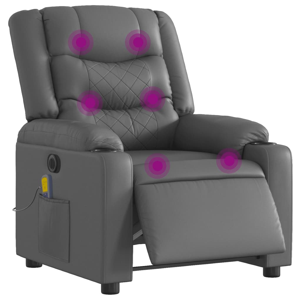 Fauteuil de massage inclinable électrique gris similicuir Fauteuils vidaXL   