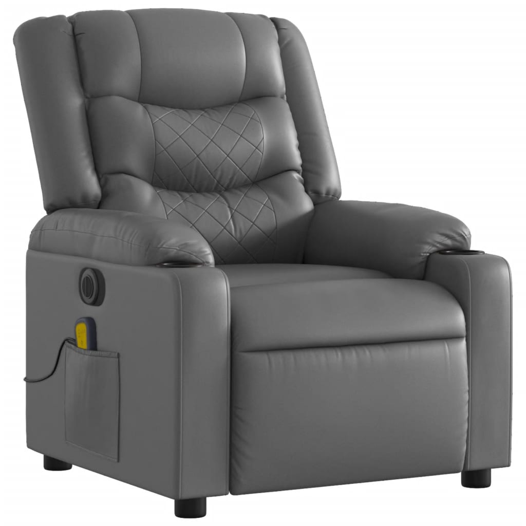 Fauteuil de massage inclinable électrique gris similicuir Fauteuils vidaXL   