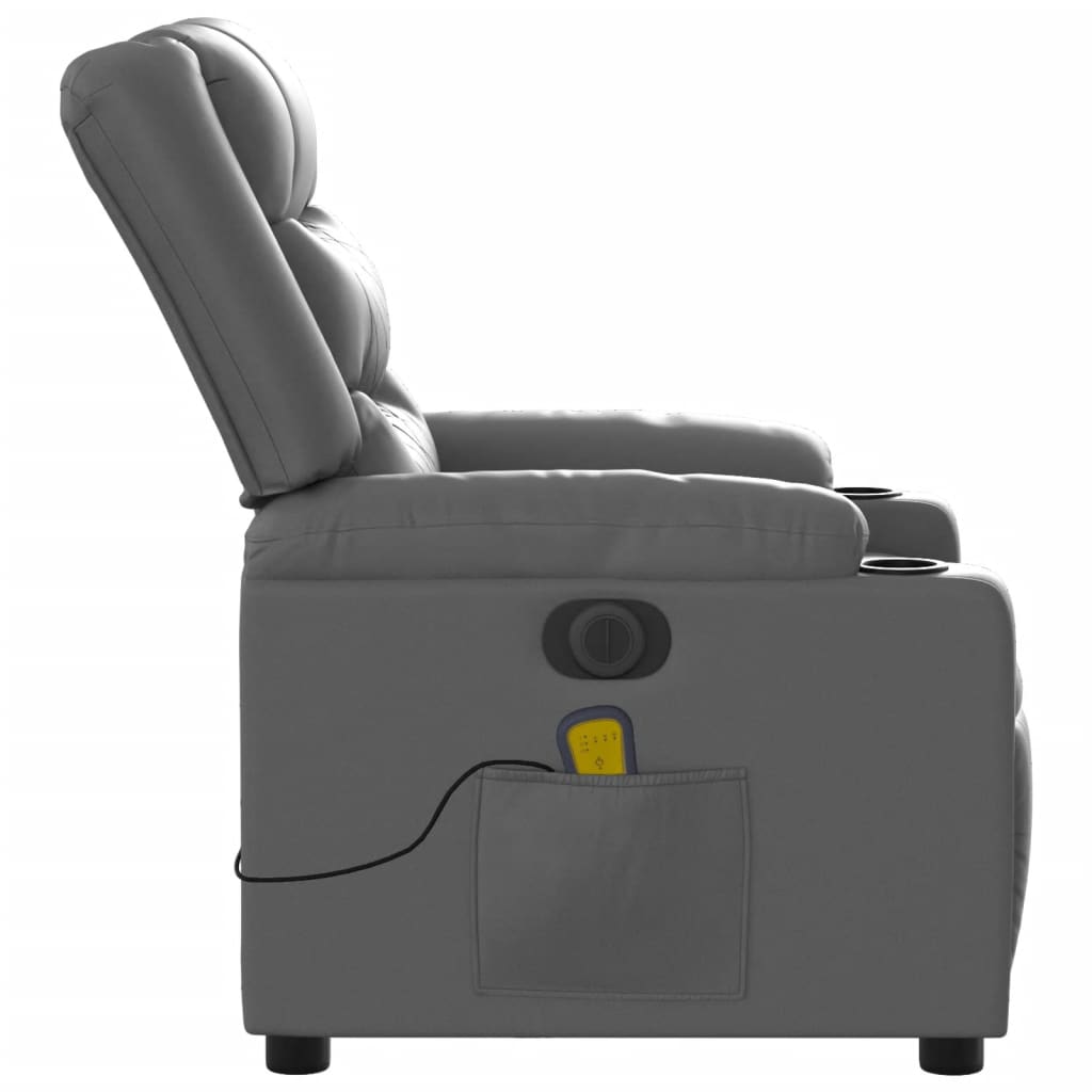 Fauteuil de massage inclinable électrique gris similicuir Fauteuils vidaXL   