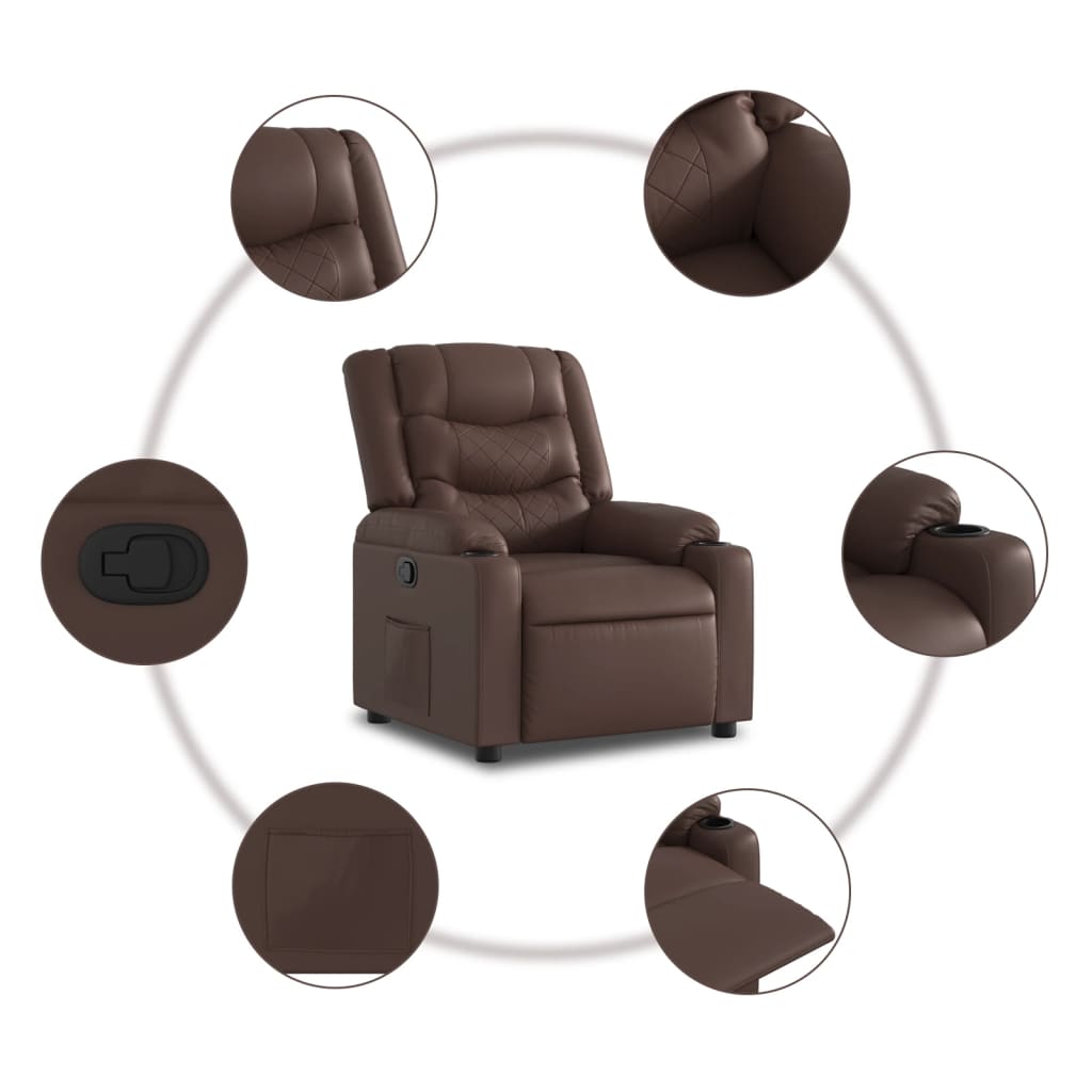 Fauteuil inclinable marron similicuir